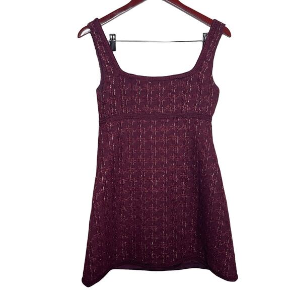 Hill House The Valentina Tweed Jacket and Mini Dress set in Burgundy Sz XS - Picture 9 of 16